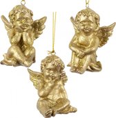 Engeltjes in goud - Kerstdecoratie - boomdecoratie - 7cm - engel goud - 3 stuks