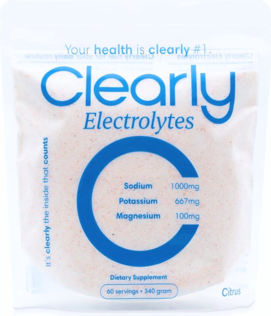 Clearly Electrolytes sans saveur - Poudre d'électrolyte 60 portions - Geen sucre - Compatible céto/jeûne - LMNT, Sodium 1000 mg, Potassium 667 mg, Magnésium 100 mg