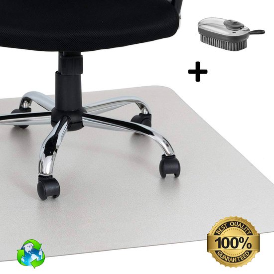 Luxergoods Bureaustoelmat PVC - 90x120cm - Vloermat bureaustoel - Vloerbeschermer - Gratis Borstel - Gerecycled - Beschermt Harde Vloeren - Transparant
