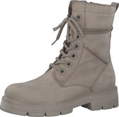 MARCO TOZZI MT Leather upper and Feel Me insole Dames Lace Boot Flat - TAUPE NUBUCK - Maat 40