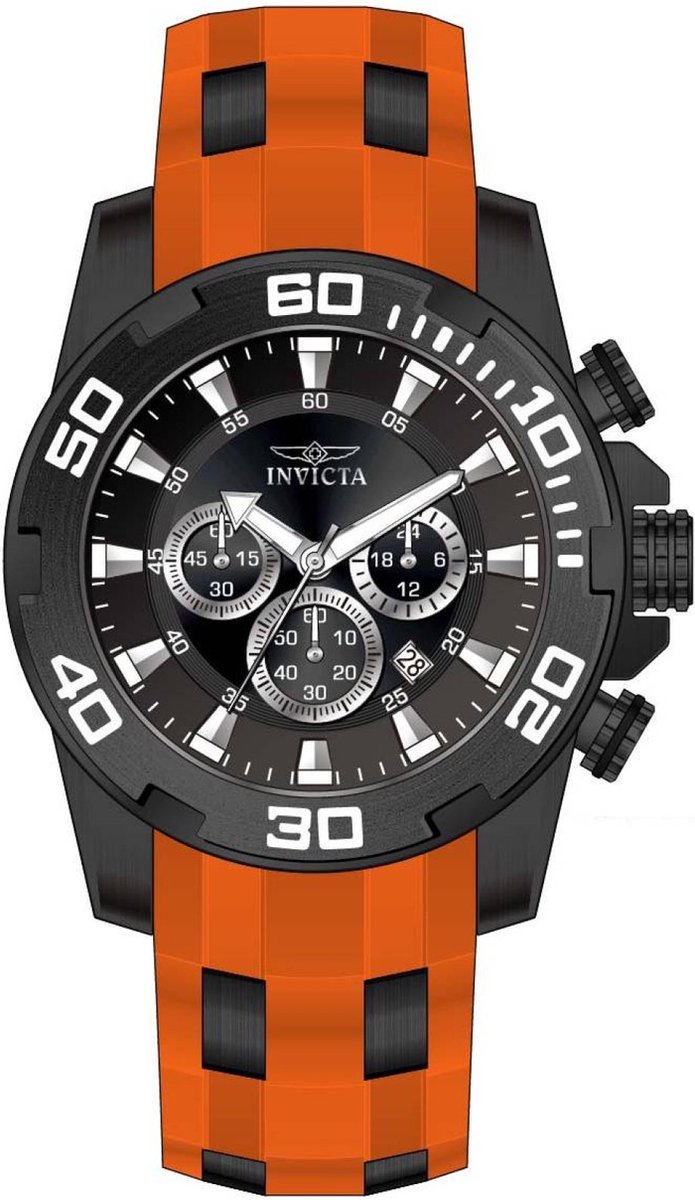 Invicta Pro Diver - SCUBA 44550 Heren Horloge - Waterdicht - Analoog - Quartz Uurwerk - Roestvrij Staal met zwarte Wijzerplaat - 50mm