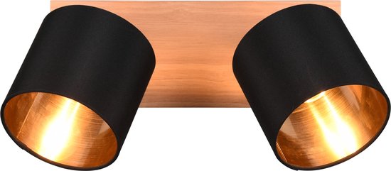 Reality - Spot plafond LED - Eclairage plafond - Culot E14 - 2 lumières - Rectangle - Marron - Aluminium