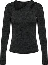 Only T-shirt Onlroma L/s Shine Cut-out Top Jrs 15311748 Black/silver Gli Dames Maat - M