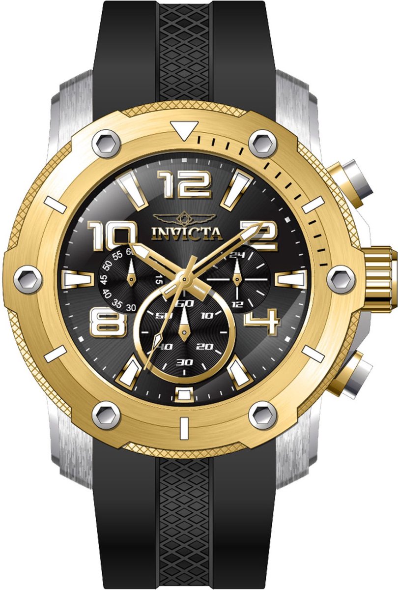 Invicta Pro Diver 45738 Heren Horloge - Waterdicht - Analoog - Quartz Uurwerk - Roestvrij Staal met zwarte Wijzerplaat - 51mm