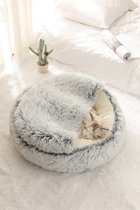 Pawsy pet winter lounge velvet honden-katten mand XS 40cm- Grijsblauw
