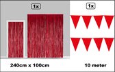 Set Folie gordijn metallic 2,4m x 1m rood + vlaggenlijn rood 10 GS1 INactief