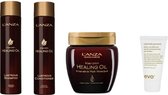 Lanza Healing Oil Set - Intensive Hair Masque - Lustrous Shampoo - Lustrous Conditioner + WILLEKEURIG Travel Size