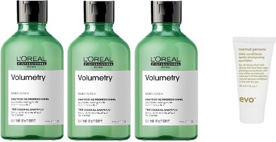 3x - L'Oréal Professionnel Serie Expert Volumetry Shampooing 300 ml - Shampooing normal femme - Pour tous types de cheveux + Clips de réglage EVO Clip-ity gratuits