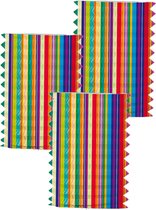 Folat Trek lanternes rayures - 3x - H16 cm - multicolore - papier - papier - Sint Maarten/décorations de fête d'enfants/lanternes