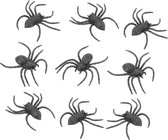 Chaks nep spinnen/spinnetjes 9 cm - zwart - 16x stuks - Horror/griezel thema decoratie beestjes