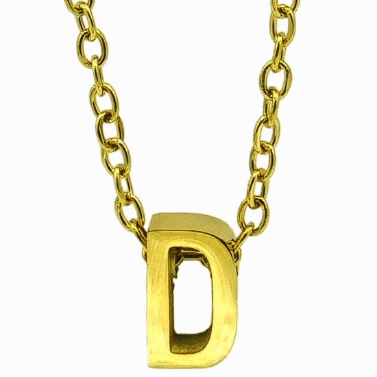 Gouden ketting met een massief gouden D-letterbedel.