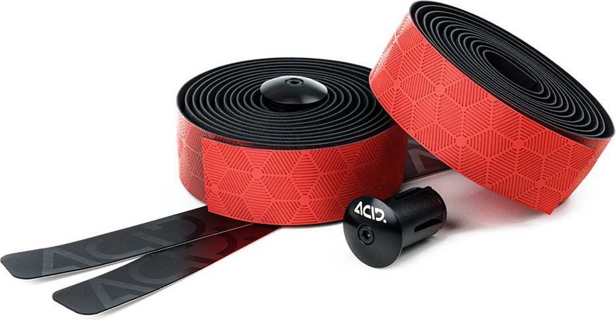 ACID Bar Tape RC 3.0 - Stuurlint - Polyurethaan met microvezels en nano-afwerking - Plakstrook - Aluminium stuurdoppen - 2000 x 30 x 3.0 mm - Zwart/Rood