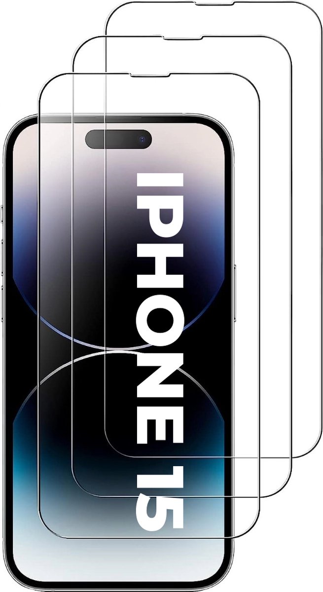 3x Beschermglas - Geschikt voor iPhone 15 - Screenprotector - Plakgarantie