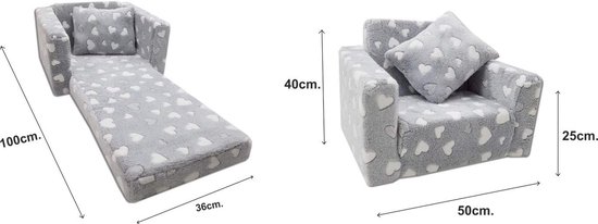 Kinderstoel Mini Stoel Kinderstoel Relaxstoel Knuffel Stoel Hart Grijs Wit / Pink) van Kinder — afbeelding 2