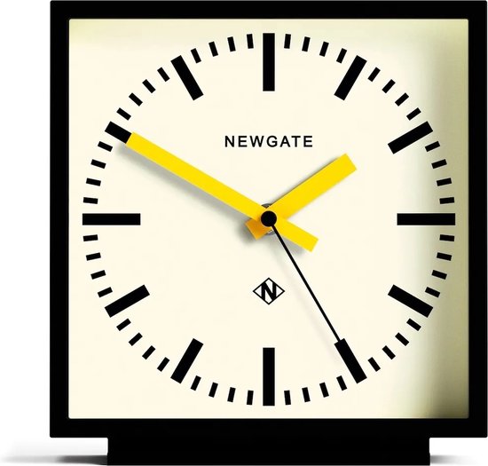 Newgate Amp Mantel Clock in Black with Yellow hands