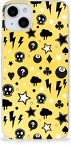 Silicone Back Cover Geschikt voor iPhone 15 Telefoon Hoesje Punk Yellow