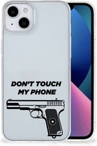 Back Case Siliconen Hoesje Geschikt voor iPhone 15 Plus Telefoonhoesje Pistol Don't Touch My Phone