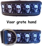Sliphalsband - Grijs - Maat XL - Anti trek halsband - Halsband - Hondenhalsband - Skull - Doodshoofd - Day of the dead