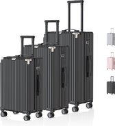 Bol.com Voyagoux® - Reiskoffer set - Koffers - 3 stuks - S/M/L – Zwart aanbieding