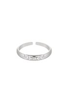 YEHWANG - ring met steentjes - zilver stainless steel - verstelbaar - one size