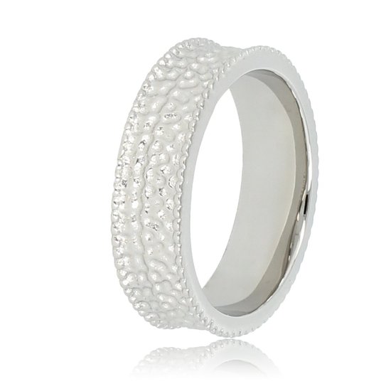 Foto: My bendel brede zilverkleurige ring met structuur brede zilverkleurige ring met structuur met luxe cadeauverpakking