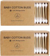 Bébé Ear Sticks Set de 2 Boîtes de 50 pièces - 100% recyclables - Eco-friendly - Cotons-tiges spécialement pour Bébé- Baby Friendly - 100% Katoen - Clean Ears Bébé