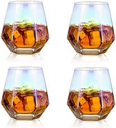 Glasses Set van 4 gekanteld Scotchglas 300 ml whiskyglas, moderne look voor mannen, vrouwen, papa, echtgenoot, vrienden, glaswerk voor