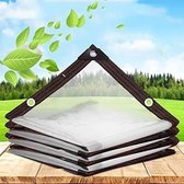 dekzeil waterdicht transparant met ogen, tuinmeubelhoes voor buitengebruik, regendicht, plantenisolatie, meubels stofdicht, met bindtouw 3 x 4 m
