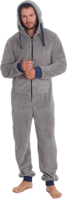 Onesie, Jumpsuit Snuggle fluffy hooded super soft Grijs/Blauw