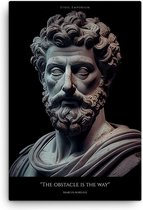 The obstacle is the way - Marcus Aurelius - Canvas | 60 x 90 cm | Stoic | Motivatie | Quote | Stoicism | Filosofie | Discipline | Masculinity | Woonkamer | Kantoor | Wanddecoratie