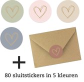 80x Enveloppes Kraft C6 - 11,4 x 16,2 cm - Ensemble économique 80 pièces - Y compris 80 autocollants de fermeture - Coeur Deco - Papier Kraft 100% recyclé - Enveloppe C6 - ECO