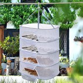 Kruidendroognet, 50 x 70 cm, hangend droognet, 4-laags gaasdroognet voor kruiden, opvouwbare kruidendroger met ritssluitingen, voor het drogen van zaden, groenten, fruit, tas, kruiden, vis