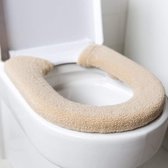 Housse de siège de toilette épaisse, coussin Antibacterieel de Luxe , housse de Toilettes de toilette chaude, tapis de siège de toilette super chaud universel (beige)
