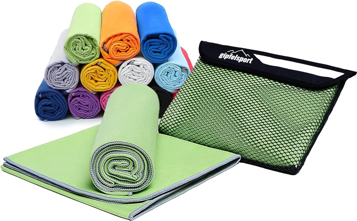 Microvezel handdoek, voor sauna, fitness en sport - strandhanddoek, sporthanddoek - 50x30- Gifgroen