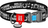 WAUDOG Dark Knight Halsband / Hondenhalsband - Nylon - Zwart - Gratis QR-tag - Breedte: 25 mm - Nekomtrek: 35 - 58 cm (GELIEVE ALVORENS BESTELLEN OPMETEN)