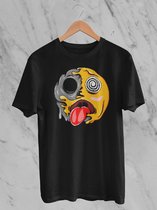 Feel Free - Halloween T-Shirt - Smiley: Gezicht met spiraalvormige ogen - Maat M - Kleur Zwart