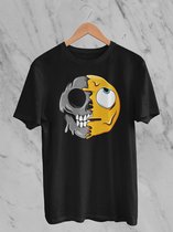 Feel Free - Halloween T-Shirt - Smiley: Gezicht Met Rollende Ogen - Maat XL - Kleur Zwart