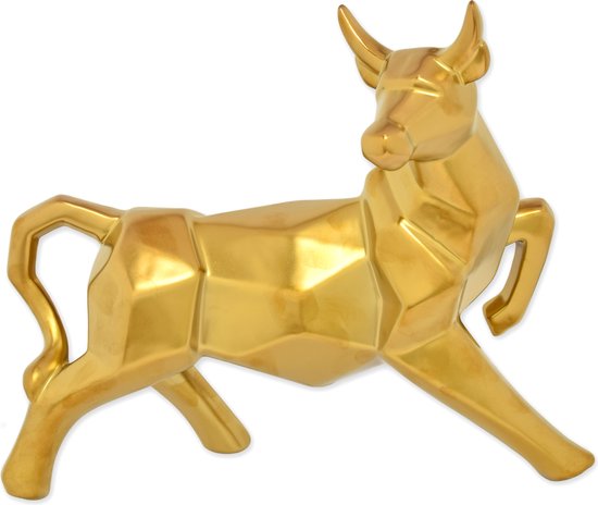 Keramisch Beeld van een Stier goud 24 cm hoog