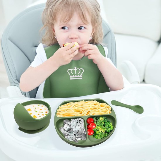 Assiette bébé avec ventouse, set de vaisselle en silicone, assiette enfant,  bol,... | bol.com