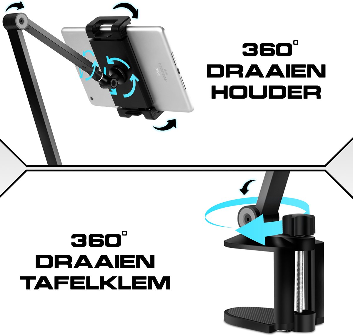 Tablet houder - Telefoonhouder - Telefoonstandaard -iPad standaard - iPhone Houder - Tablethouder - Bureau / Tafel Standaard Zwart