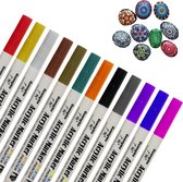 Maaleo Marqueurs Marker Acryl - 12 pièces couleurs - pointe 0 mm - Ensemble de Marqueurs de dessin de peinture acrylique - Pierres Happy - Peinture sur toile d'oeufs en pierre de Glas