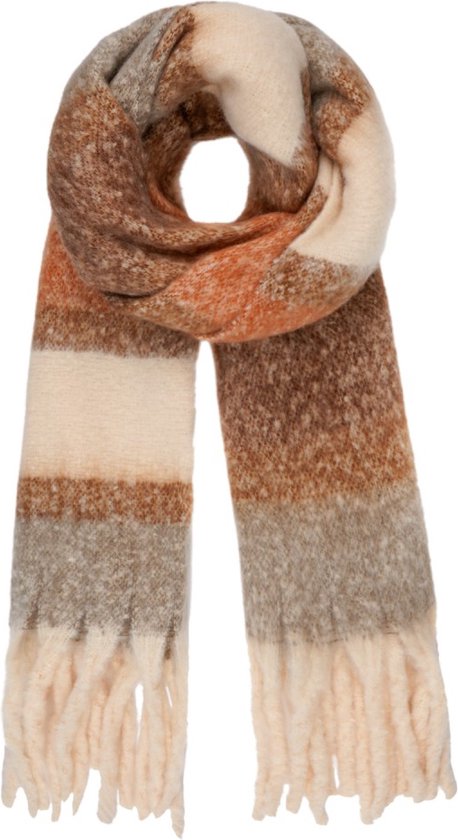 Damessjaal - Sjaal - Winter - Gestreept - Fluffy - Stripe/Blocks - Multi/Bruin