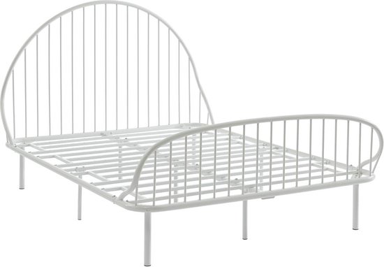 Bed 140 x 190 cm - Metaal - Wit - ISELIA L 147 cm x H 117.5 cm x D 197 cm