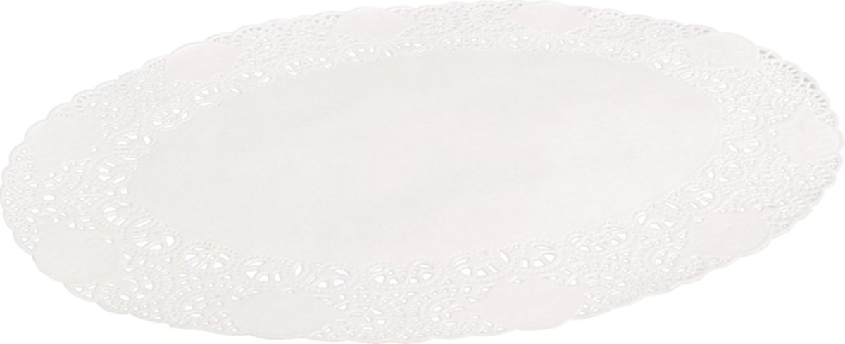 Taartrand | papier + kleicoating | 240x170mm | ovaal | wit | 250 stuks