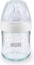 Nuk Bouteille en Verres Nature Sense 120 ml | tétine en silicone taille S | Contrôle de la température | Wit 120 ml