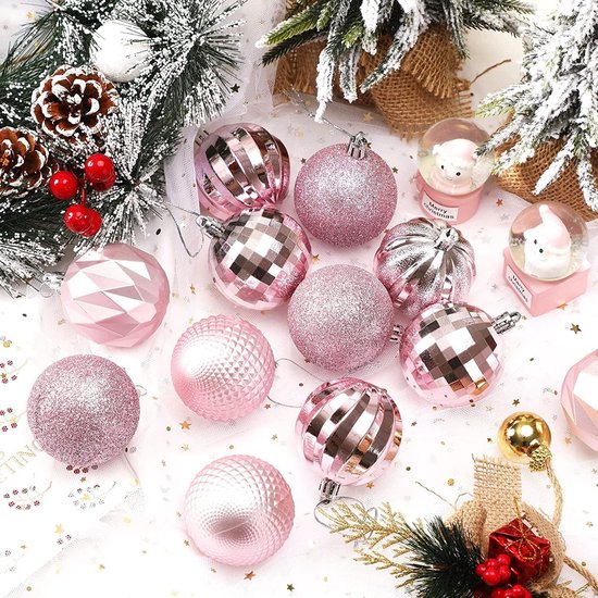 Boules de Noël, ensemble de décorations pour sapin de Noël, 100 pièces,  roses,... | bol