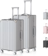 Voyagoux® - Reiskoffer set - Koffers - 2 stuks - M/L – Zilver