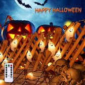 Geweo Lampe fantôme d'Halloween - Fantôme d'Halloween avec lumière - Décoration extérieure - Accessoires - Lumières étanches - Lumières/lampes réglables - 3M 20 ensembles de LED