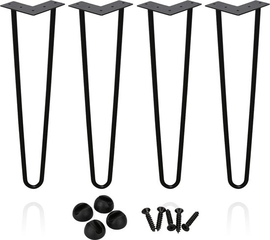Hairpin poten tafelpoten 2-punt set van 4 - 35 cm - metaal grijs