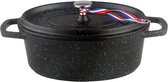 Kookpan 30 cm diameter, ovaal, zwart – gegoten aluminium – steenlook coating – voor alle soorten fornuizen, inclusief inductie – PFOA-vrij
